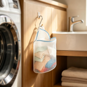 5-Piece Hanging Mesh Laundry Bags for Socks with Hooks