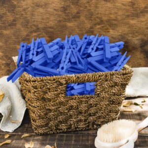 100-Piece Blue Wooden Clothespins for Laundry and Crafts
