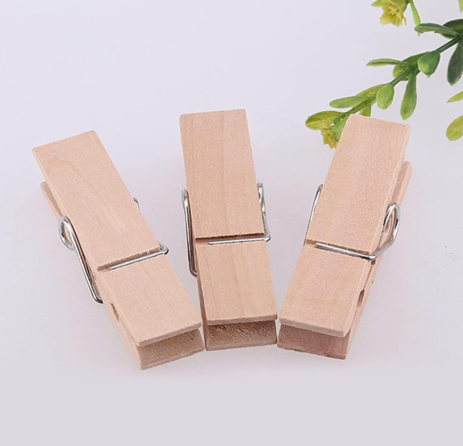 30-Piece Large Wooden Clothespins for Hanging and Craft Projects