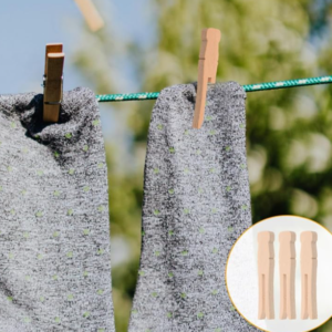 50-Piece Light Brown Wooden Clothespins for Everyday Use