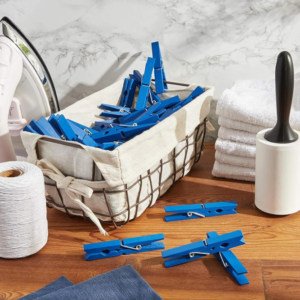 100-Piece Navy Blue Mini Wooden Clothespins for Laundry and Crafts