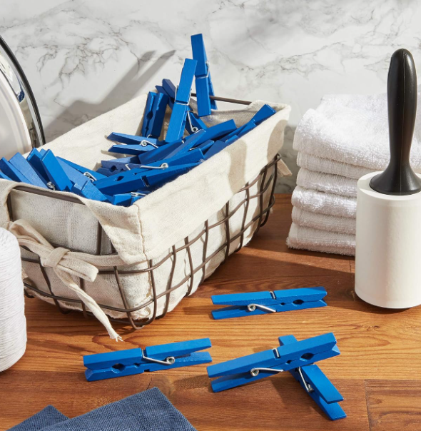 100-Piece Navy Blue Mini Wooden Clothespins for Laundry and Crafts - Image 2