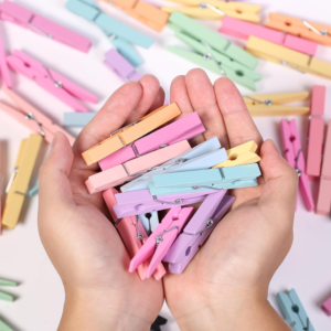 100-Piece Large Wooden Clothespins for Laundry and Household Use