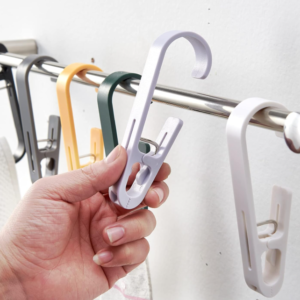 8-Piece Multipurpose Plastic Clothespins with Hanging Hooks