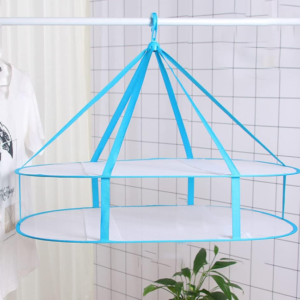 2-Tier Foldable Hanging Mesh Laundry Drying Rack