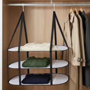 1-Piece Over-the-Door Three-Tier Foldable Mesh Drying Rack
