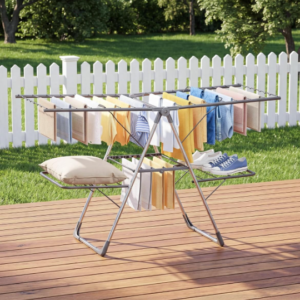 2-Level Foldable Clothes Drying Rack with Adjustable Wings